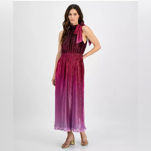 Anne Klein Dresses & Skirts - Anne Klein Pleated Bow Neck Midi Dress Size 12